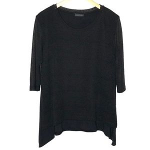 Nally & Millie Black Knit Sweater Size 8 Layered 3/4 Sleeve Shark Bite Hem